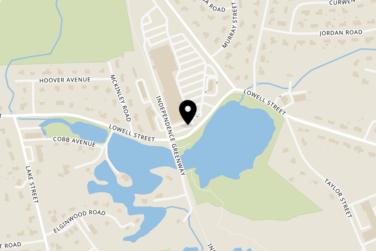 Map showing the location of Asia Taste Cafe & Grill on 637 Lowell St #6 (Big Y Plaza) in Peabody